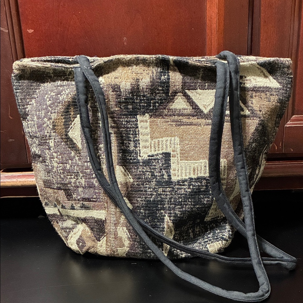 Stylish vintage Black and Brown two handle Women's shoulder Bag